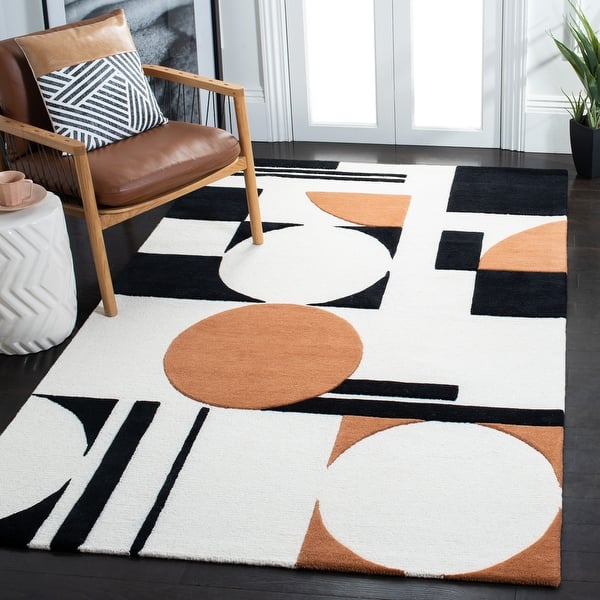 slide 2 of 9, SAFAVIEH Handmade Rodeo Drive Frouwa Mid-Century Modern Wool Rug 2' x 3' - Ivory/Black - Rectangle