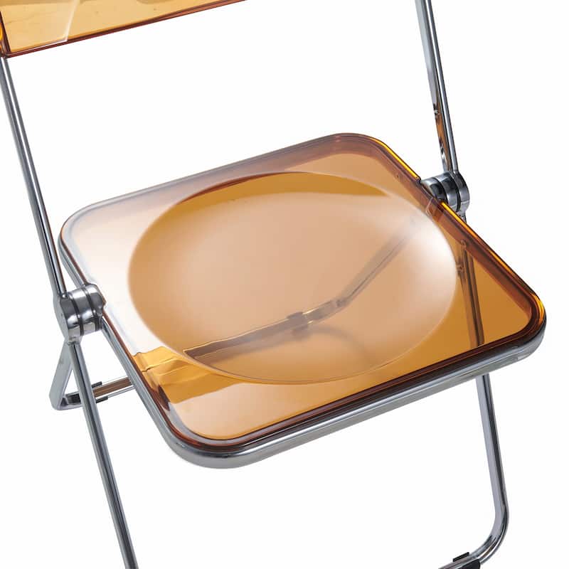 LeisureMod Lawrence Acrylic Folding Dining Chairs and Dining Table Set