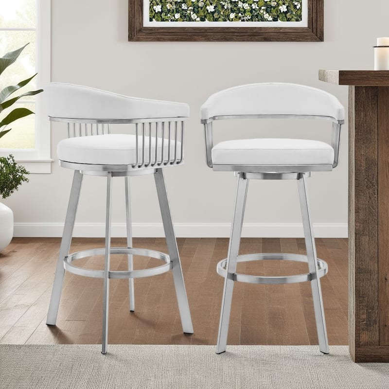 Chelsea Modern Swivel Bar Stool, Upholstered Counter Height Chair with Metal Frame