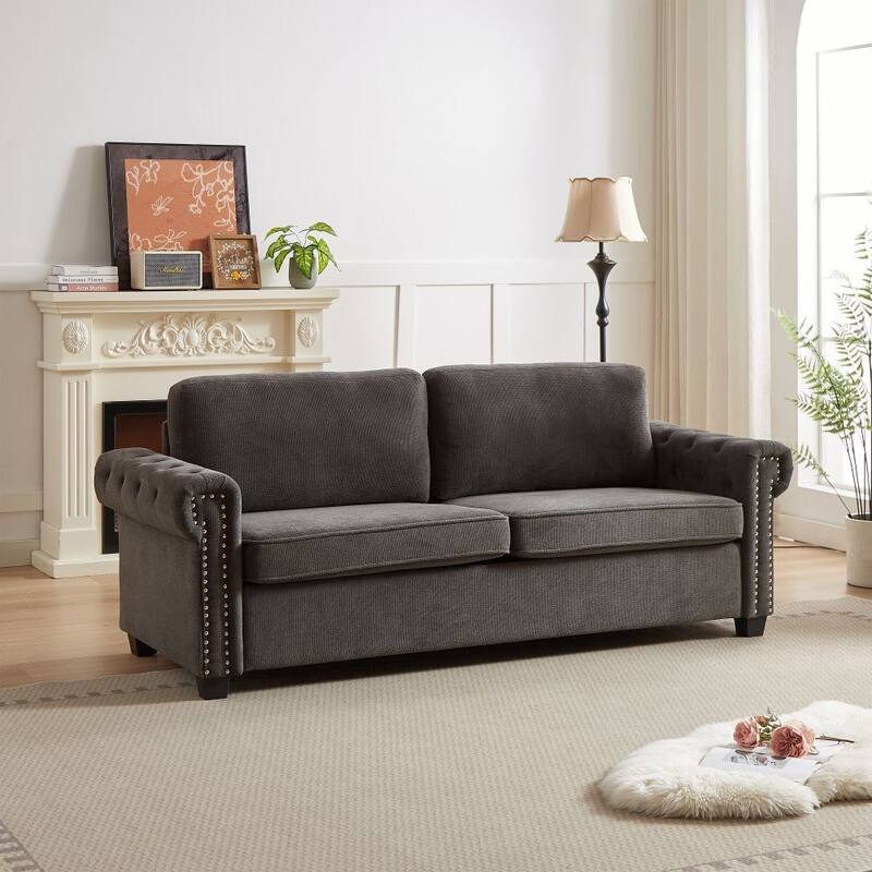 83.8" Convertible 2-in-1 Pullout Polyester Sleeper Sofa Bed