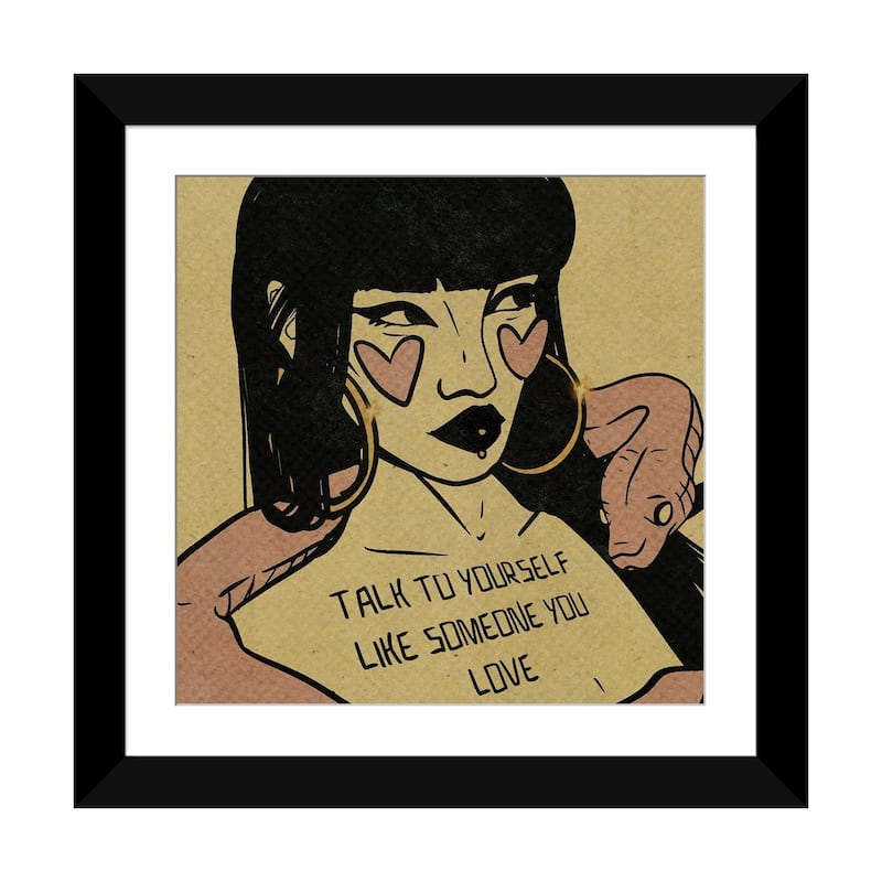 iCanvas "Talk To Yourself Like Someone You Love" by Illunatica - Black - 24x24x1
