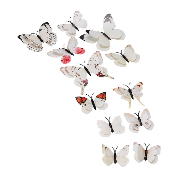 3D Butterfly with Double Wings Sticker with Pin for Room Decoration Beige