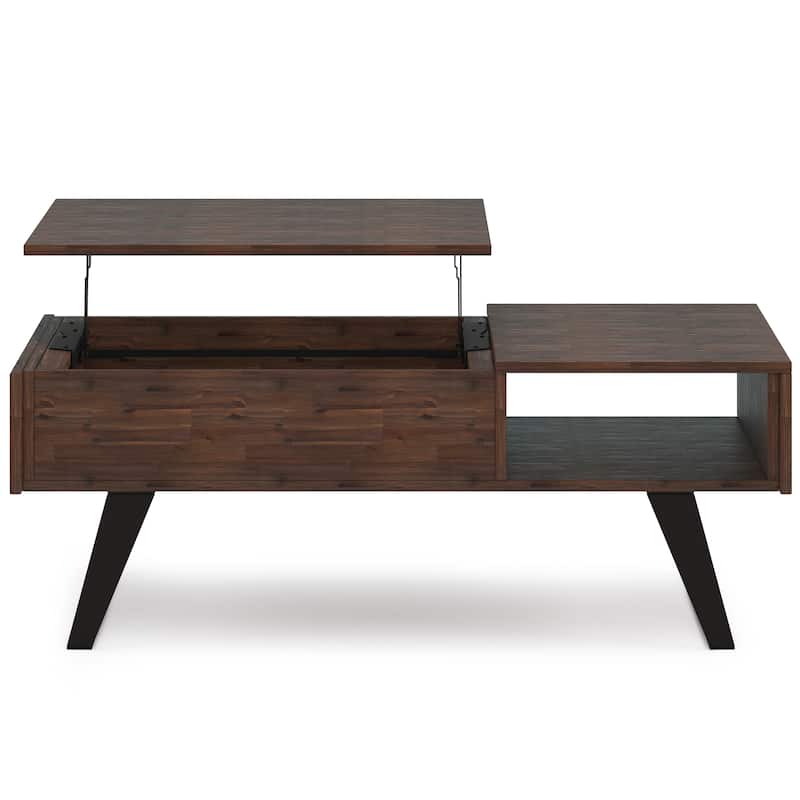 WYNDENHALL Mitchell SOLID WOOD 48 inch Wide Rectangle Modern Lift Top Coffee Table in Distressed Charcoal Brown