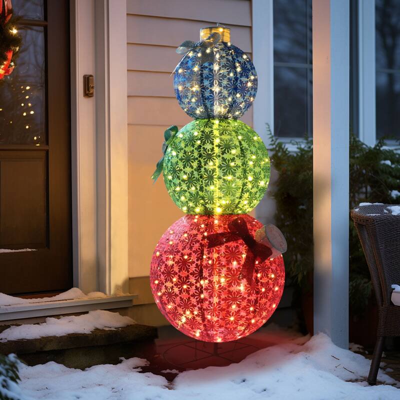 VEIKOUS 5 ft. LED Ornament Stack Christmas Holiday Decoration - Outdoor Lighted Christmas Decoration