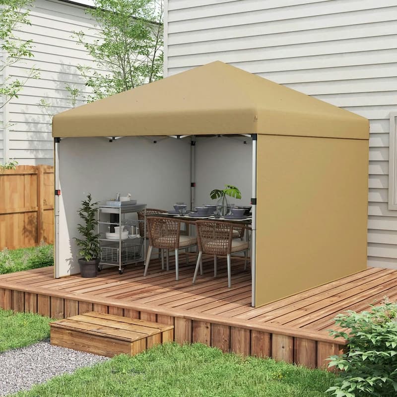 10'x10' Pop Up Canopy Tent with 3 Sidewalls,Leg Weight Bags,Carry Bag
