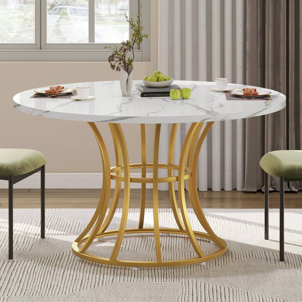Moasis Modern Faux Marble 45" Large Round Dinning Table for 4-6 People
