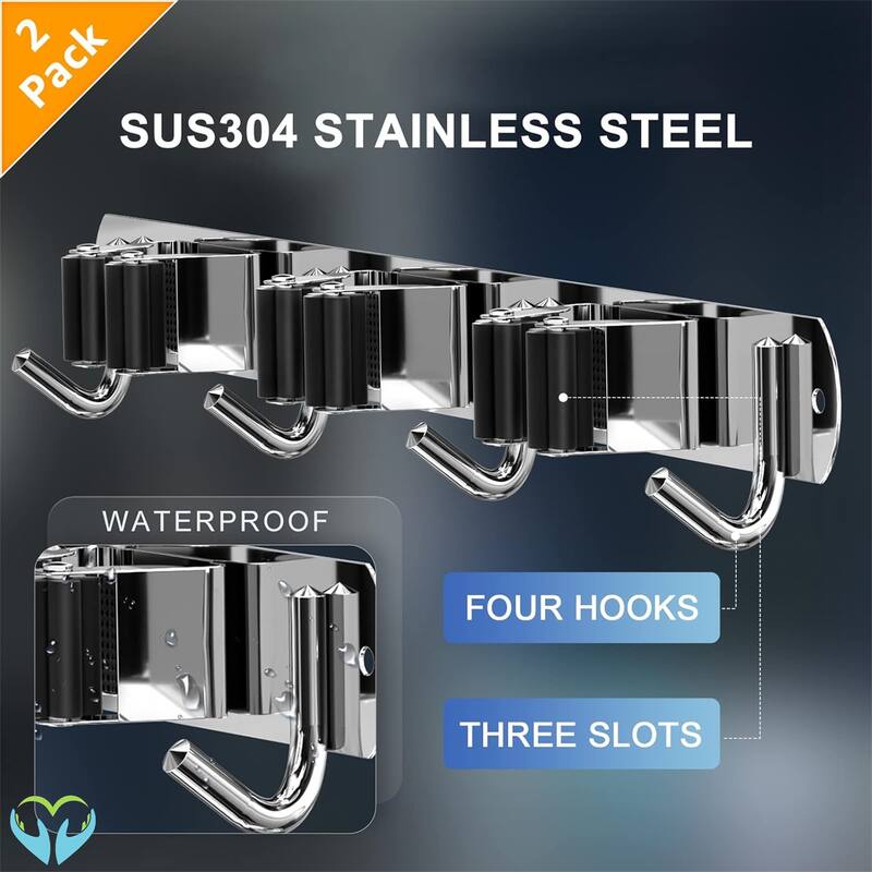 Broom Organizer Storage Tool Racks Stainless Steel