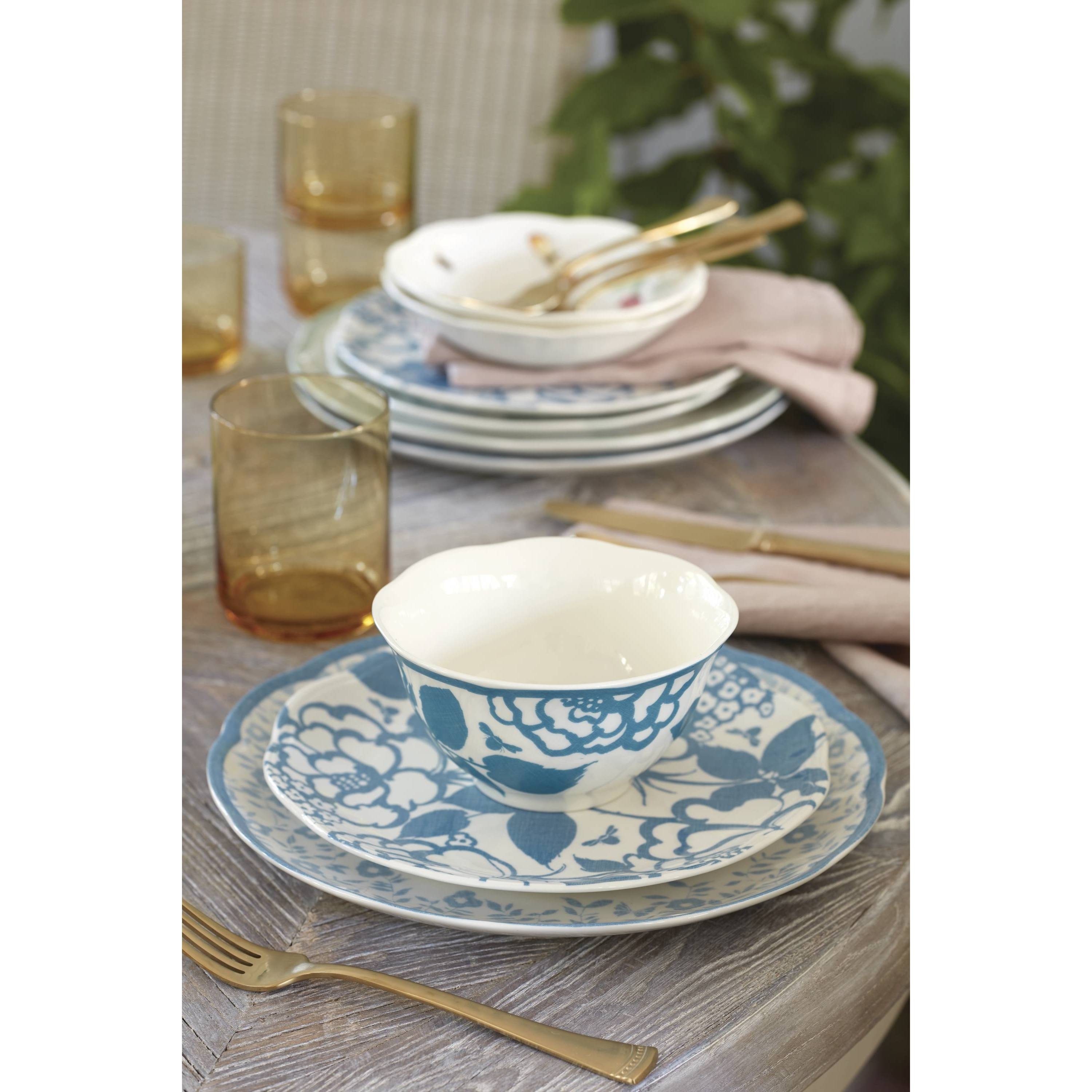Butterfly Meadow Cottage 12 Piece Dinnerware Set Cornflower