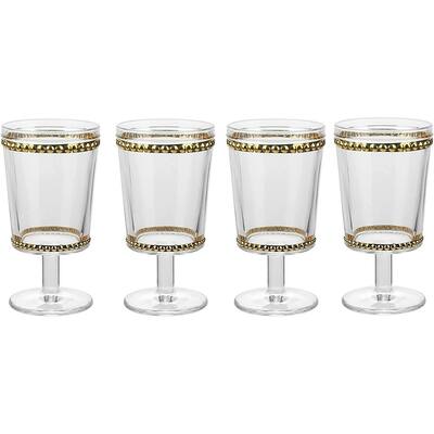 American Atelier Gold Beaded Wine Glasses Set of 4 - 13 oz.