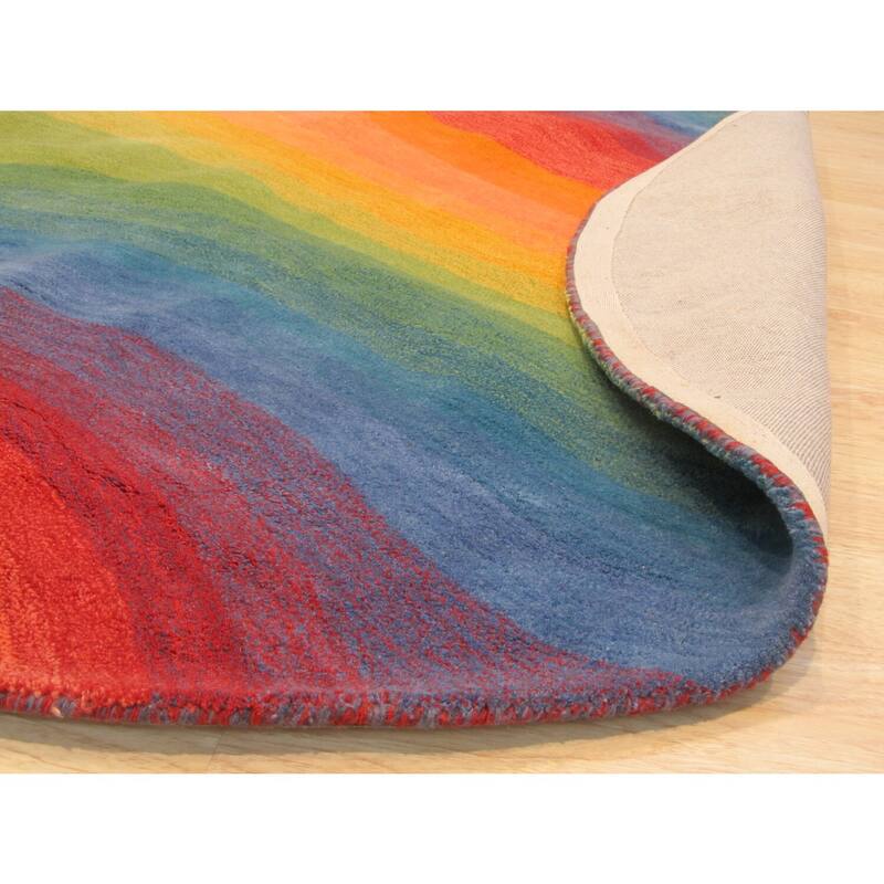 Lollipop Hand-Tufted Wool Contemporary Desertland Rug, 9'9 Round, Soft Vibrant Design - L