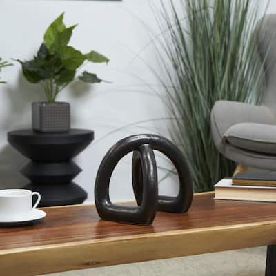 CosmoLiving by Cosmopolitan Black Porcelain Ceramic Arched Abstract Decorative Sculpture