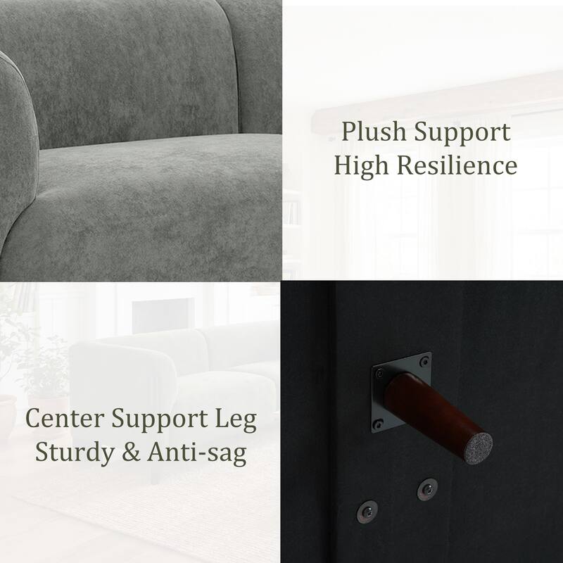 2 Set Modern Deep Seat Tuxedo Arms Sofa Loveseat