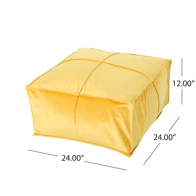 Nakisha Velvet Square Bean Bag Ottoman by Christopher Knight Home