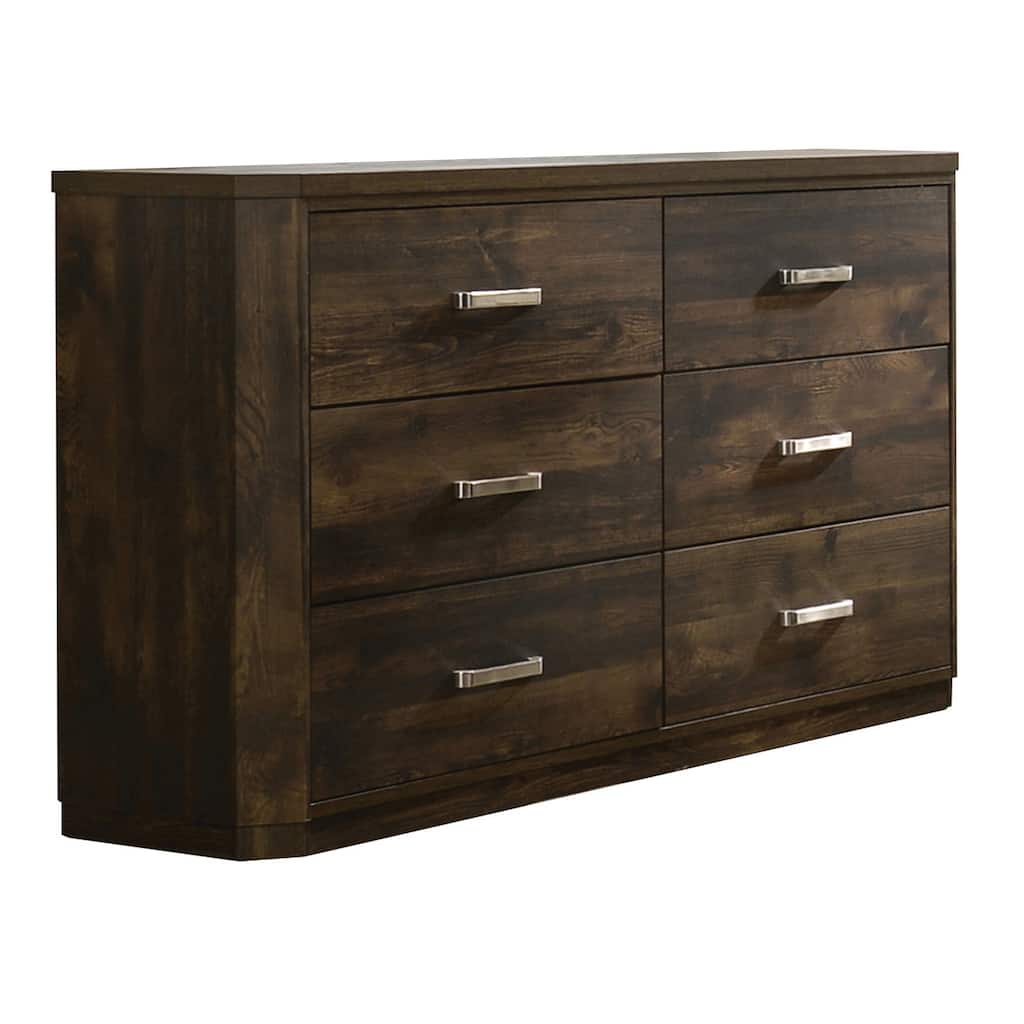 Kuzmare Rustic Walnut 6-Drawer Dresser