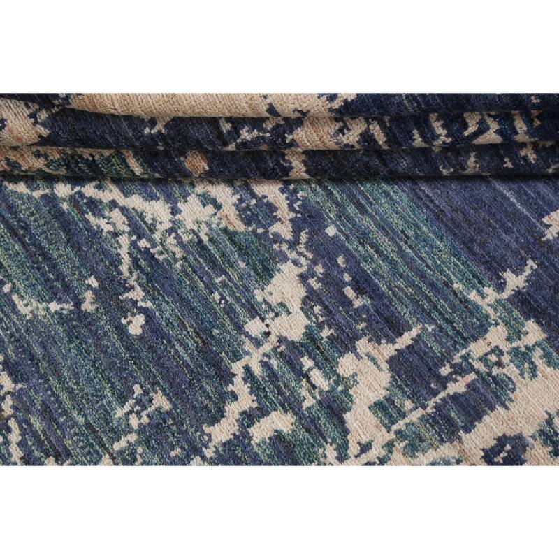 Contemporary Abstract Oriental Wool Area Rug Hand-knotted Foyer Carpet - 4'11" x 6'11"