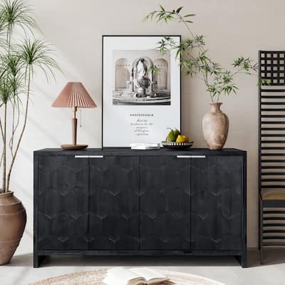 Antique Black Accent Storage Cabinet/ Buffet Sideboard / Entry Cabinet