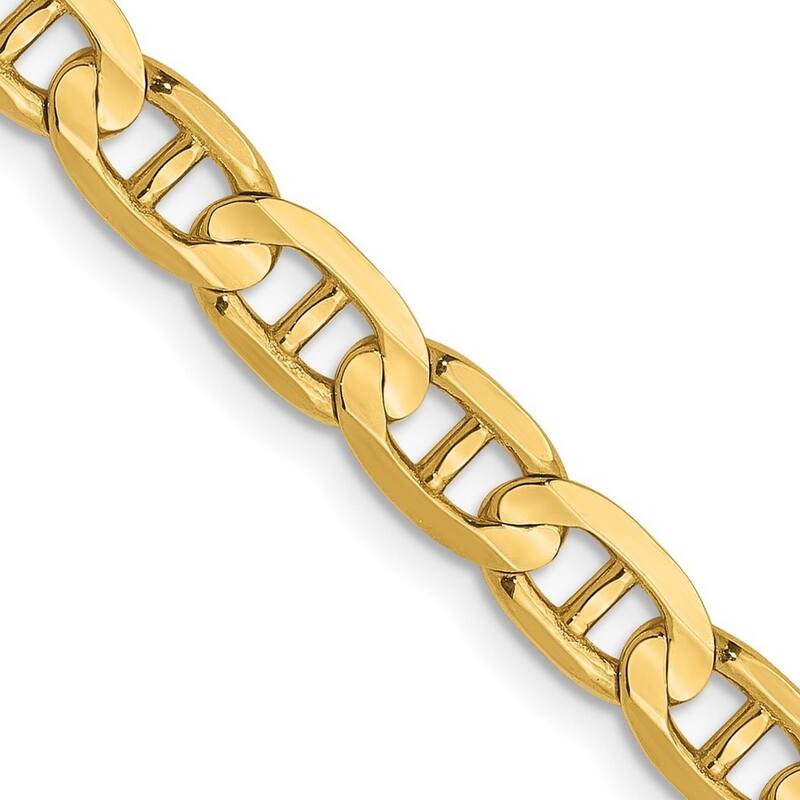 Curata 14k Yellow Gold 4.5mm Concave Mariner Anchor Chain Bracelet