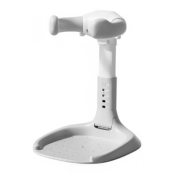 slide 2 of 7, White Portable Baby Shower Standing Support with Adjustable Height and Armrest - 15.75”L x 19.69”W x 18.5”-22.83”H White