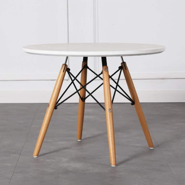 Eiffel Kids Table (Wood Legs) - White - No Drawers