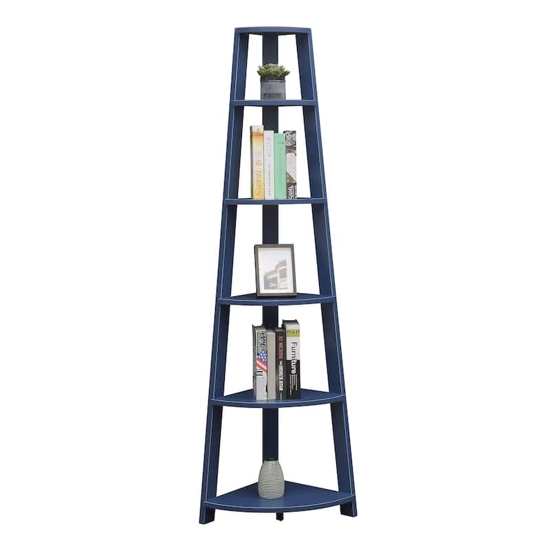 Convenience Concepts Newport 5 Tier Corner Bookshelf - Cobalt Blue