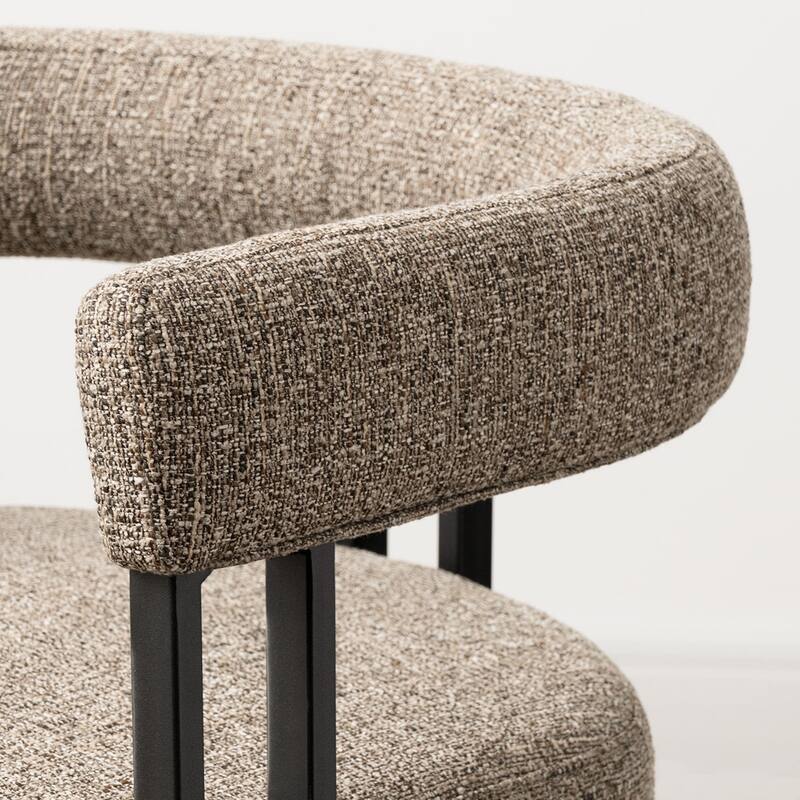 25" Seat Height Upholstered Tweed Black Matel Counter Stool