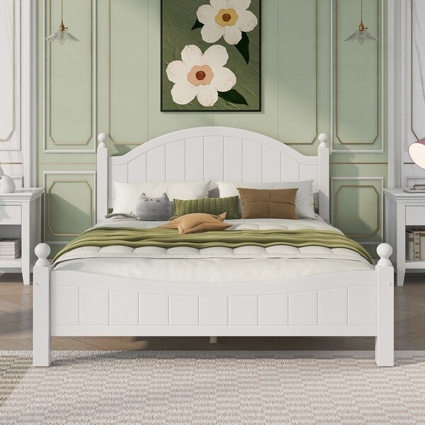 White wood platform bed frame queen sale