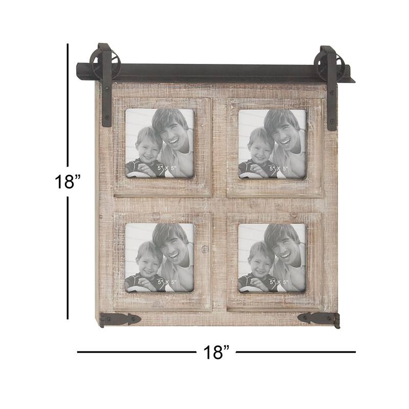 Wooden 4 Slot Wall Photo Frame with Metal Accent - Brown - Roche River Decor