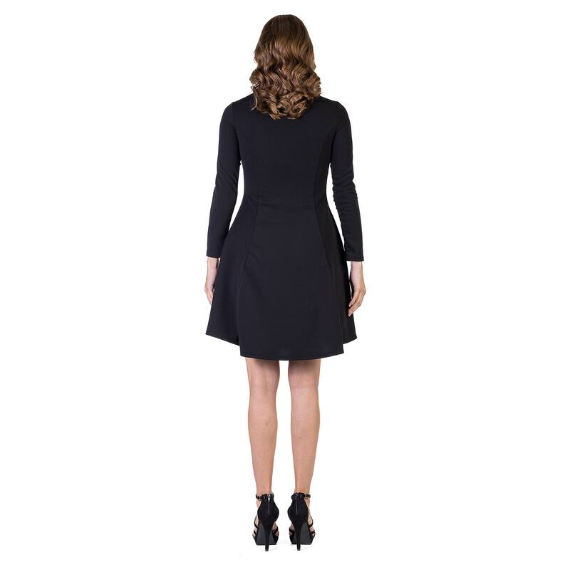 24seven Comfort Apparel Womens Long Sleeve Knee Length Skater Dress