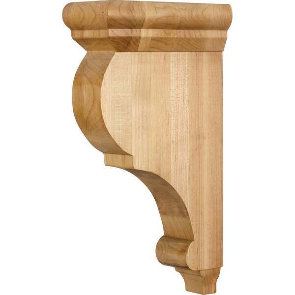 slide 1 of 1, Hardware Resources Corbel with Decorative Styling, 12"H x 3"W x Natural Oak
