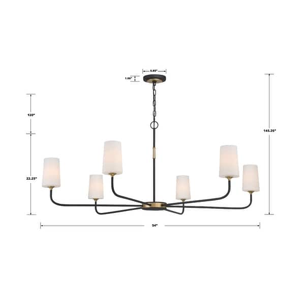 Niles 6 Light Black Forged & Modern Gold Chandelier - 54"W x 22.25"H