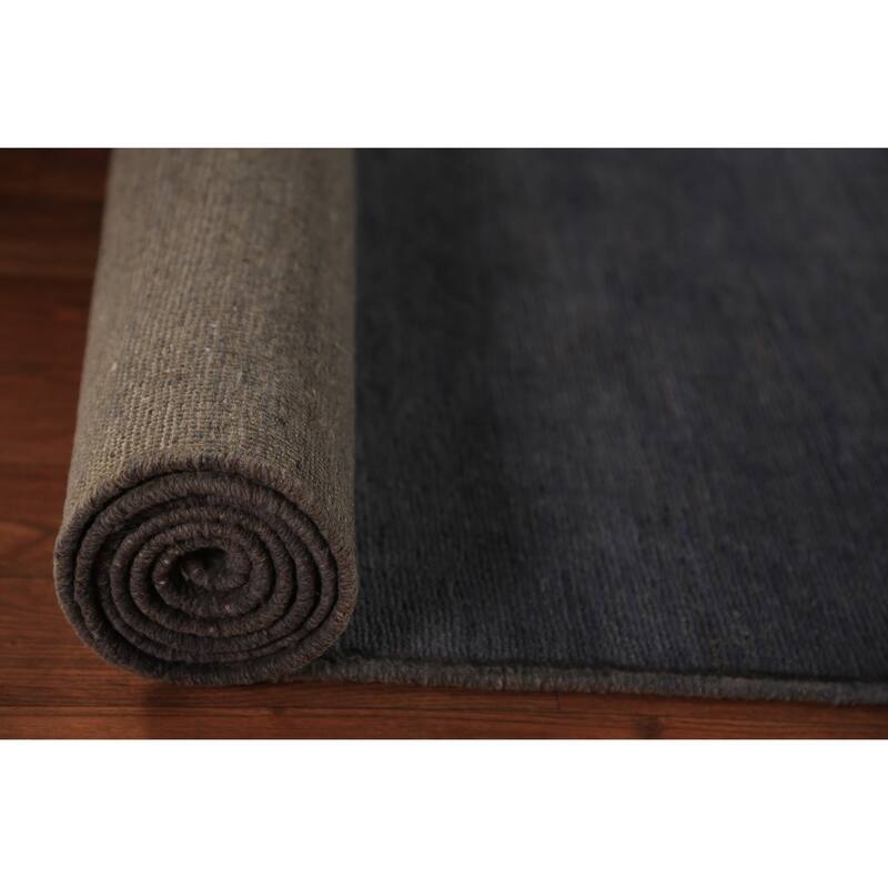 Blue & Gray Modern Gabbeh Runner Rug Handmade Wool Carpet - 2'10" x 9'7"