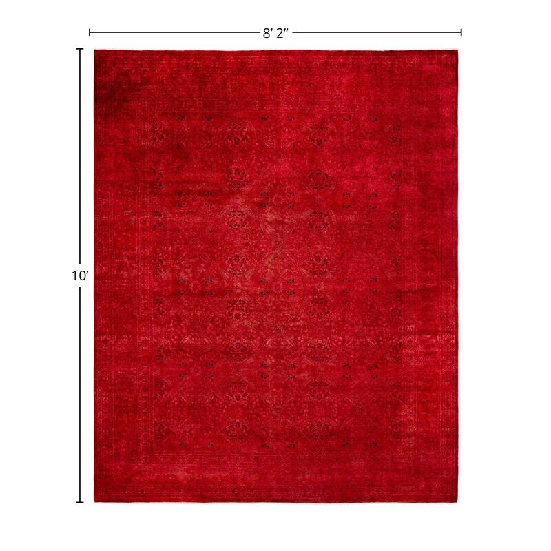 Overdyed, One-of-a-Kind Hand-Knotted Area Rug - Red - 8' 2" x 10' 0"