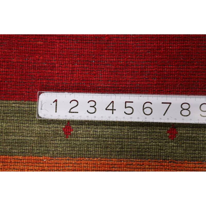 Red Gabbeh Indian Area Rug Handmade Wool Carpet - 5'11"x 7'11"