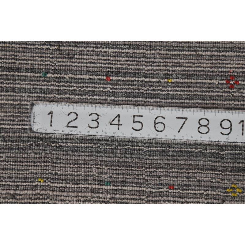 Hand Knotted Oriental 100% Wool Carpet Tribal Tribal Greys & Charcoal Gabbeh Area Rug - 9' 11'' X 7' 11''