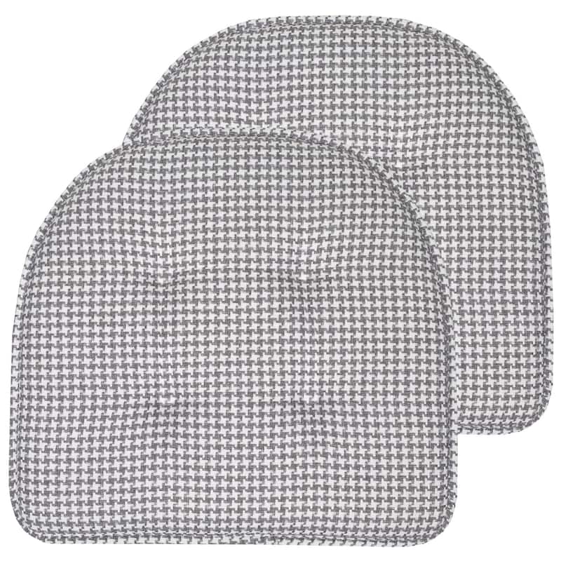 Sweet Home Collection Houndstooth Stitch U-Shaped Memory Foam Chair Cushions 17" x 16" - Set of 2 - Gray