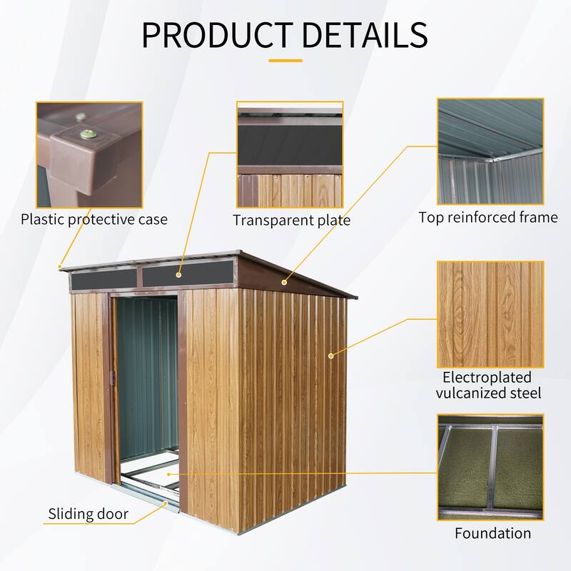 Rustproof Galvanized Steel Storage Shed Garden Shed with Sliding Lockable Doors & Tilted Roof Waterproof Tool Shed