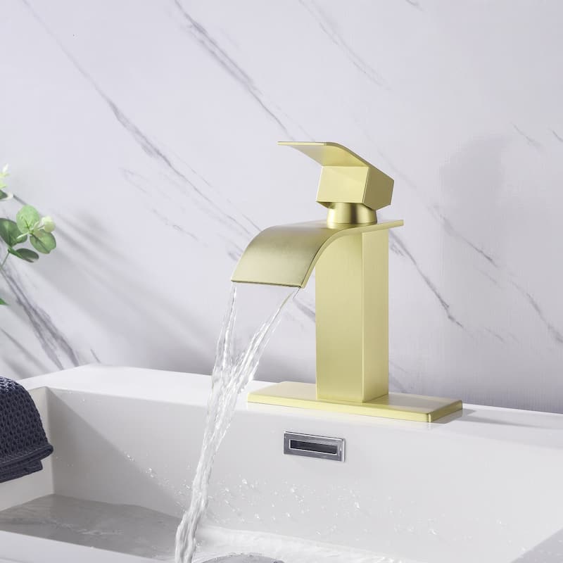 Modern Single Handle Sink Vanity Bathroom Faucet with Waterfall Spout, Anti Corrosion, Anti Rust, Easy Clean