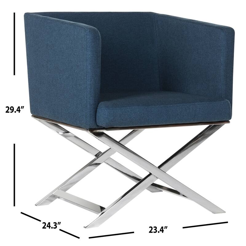 SAFAVIEH Inell Glam Navy/ Chrome Cross Leg Club Chair - 23Wx24Dx29H