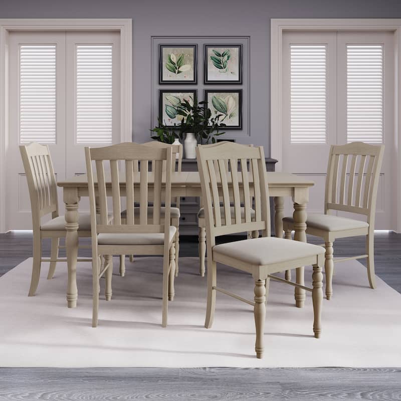 Clayfell 7-Piece Mayfield Dining Set With Turned Legs - Table and 6 Chairs (Grey)