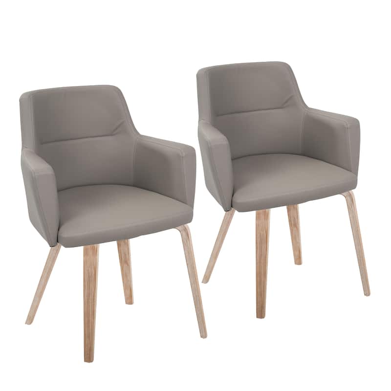 Carson Carrington Duved Dining Chair with Bent Wood Legs (Set of 2) - Grey Faux Leather