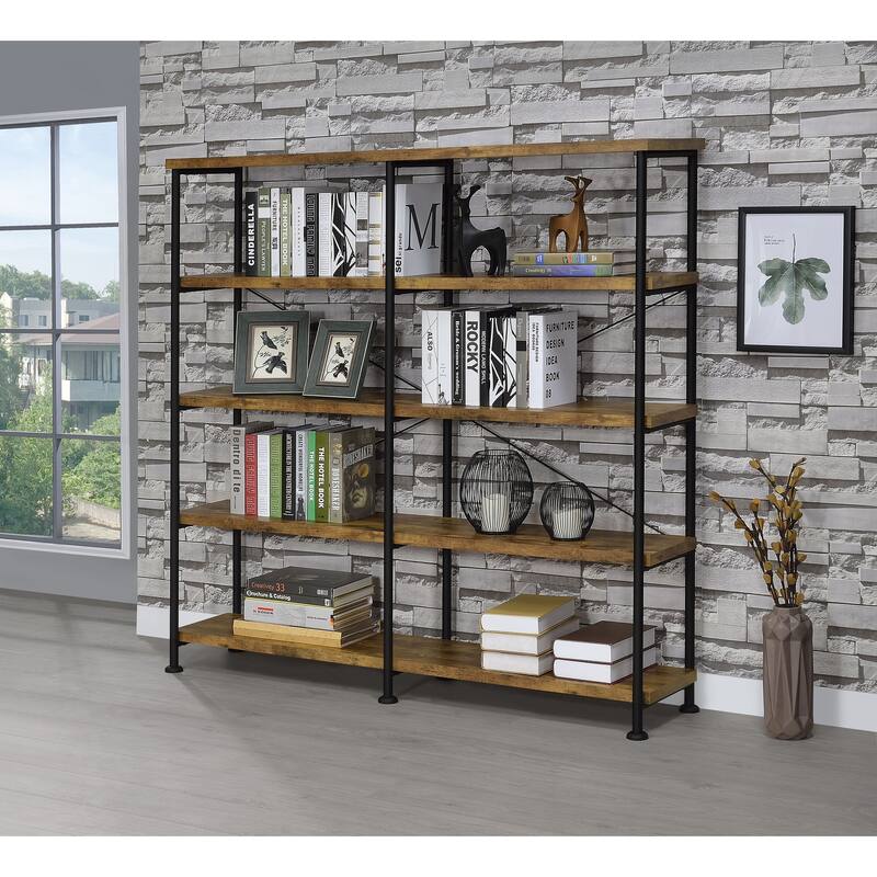 Analiese 63-inch 4-shelf Double Bookshelf - 60.00" x 14.25" x 63.00"