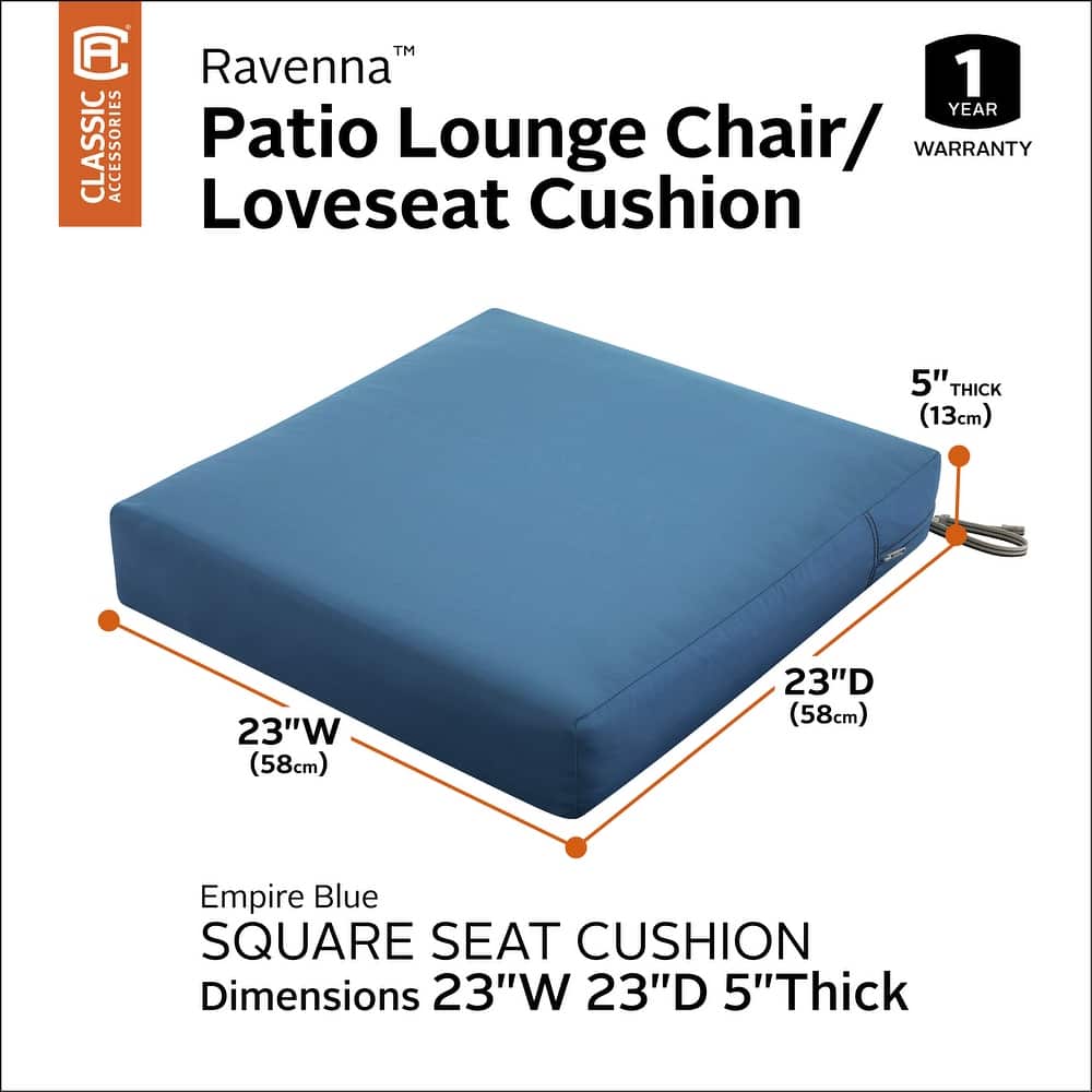 Ravenna® Square Patio Seat Cushion Slip Cover & Foam, 23"W x 23"D x 5"T