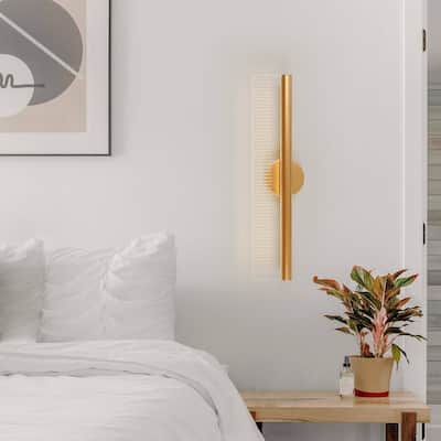 Modern Art Deco LED Large Linear Wall Sconce Ambient Light for Bedroom Nursery - L24.2"x W3.1"x D6.5"