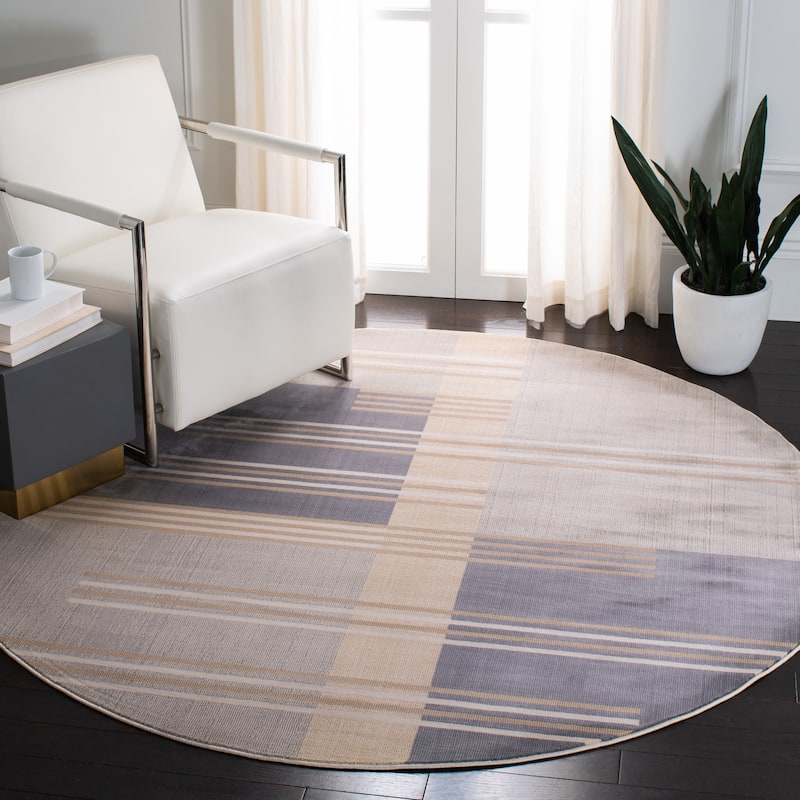SAFAVIEH Orwell Rutha Mid-Century Modern Rug - 5'3" Round - Grey/Charcoal