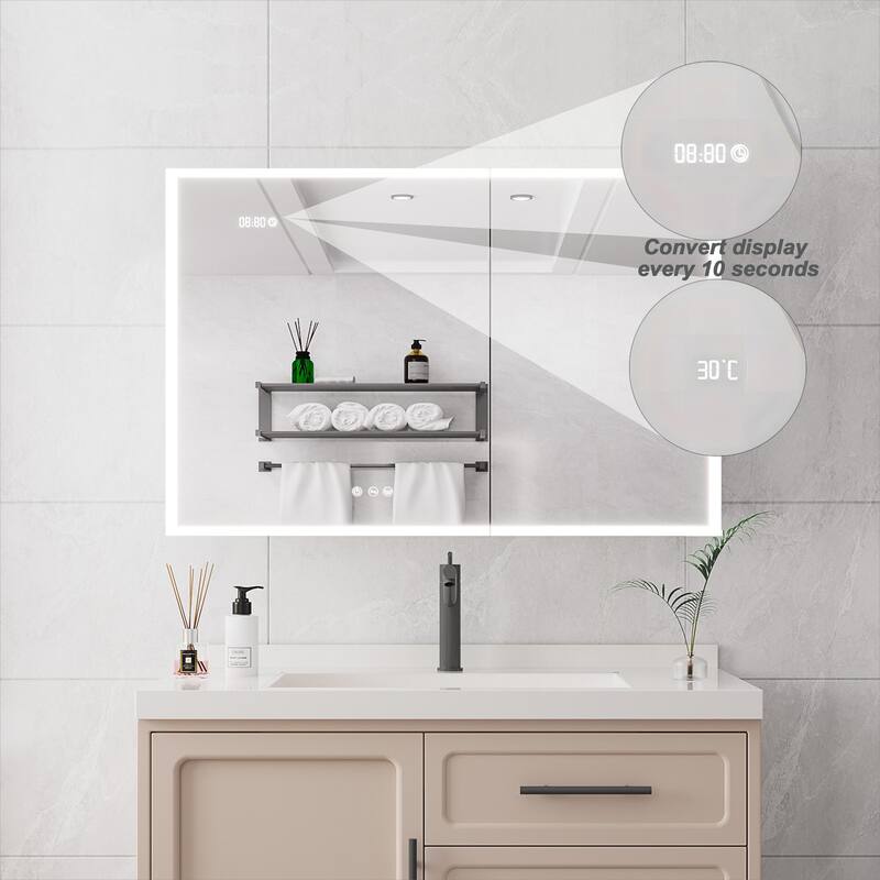 LED Medicine Cabinet with Mirror,Lighted Medicine Cabinet with Defogger, Dimmer,Surface Mount