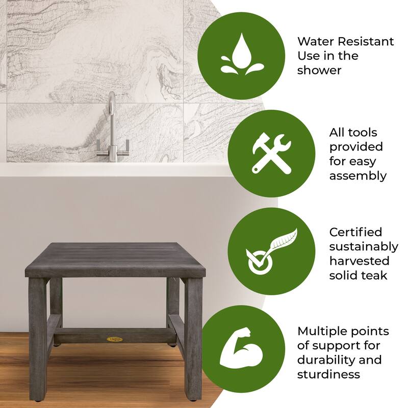 CoastalVogue Eleganto 18in Wide ShowerBench in a Gray Finish