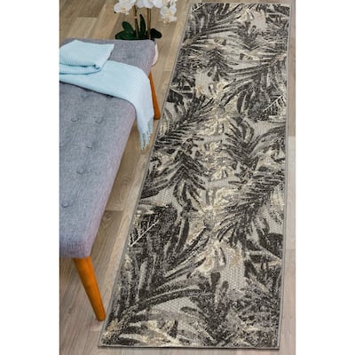 World Rug Gallery Floral Leaves Indoor/Outdoor Area Rug