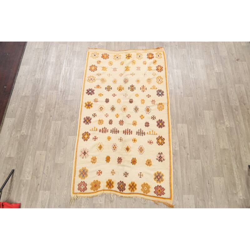 Tribal Moroccan Oriental Area Rug Wool Hand-knotted Foyer Carpet - 4'7" x 7'10"