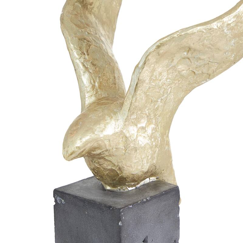 Gold Polystone Handmade Bird Decorative Sculpture (Set of 3)