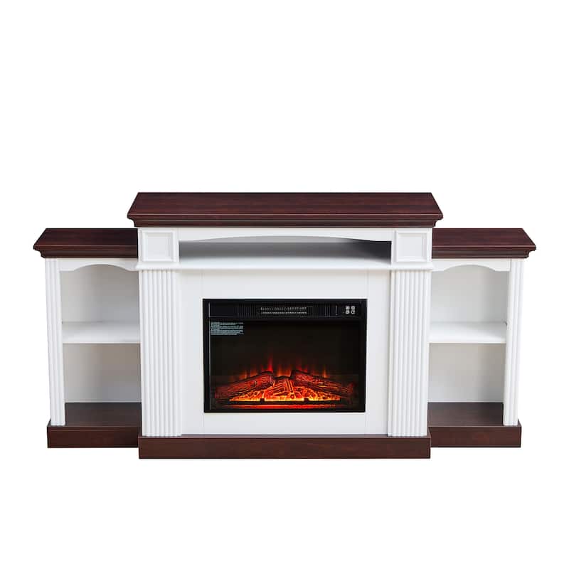 Electric Fireplace TV Stand for 70 inch TV, 23 inch Fireplace with Mantel